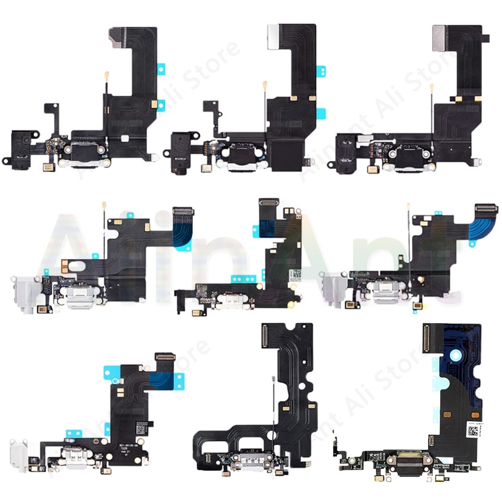 AiinAnt Original USB Charging Port Charger Dock Connector Charging Flex Cable For iPhone 5S 5 SE 7 6 6s Plus Phone Repair Parts