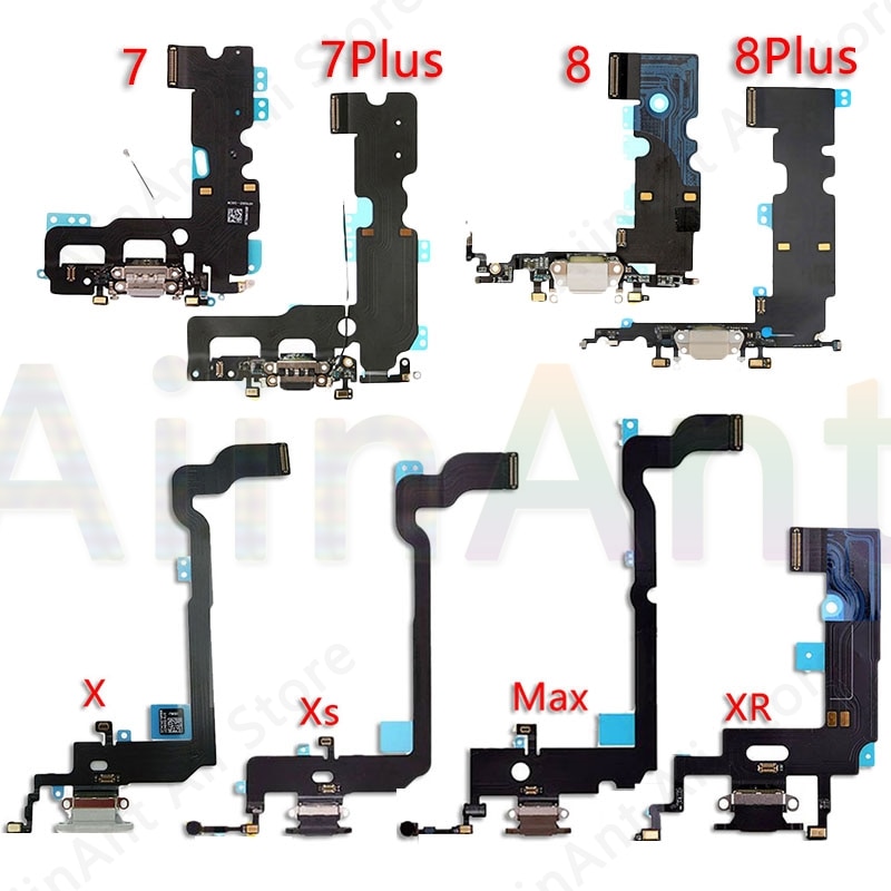 AiinAnt Original USB Port Charger Dock Connector Mic Charging Flex Cable For iPhone 7 8 Plus Xs Max X XR Dock Charging Flex