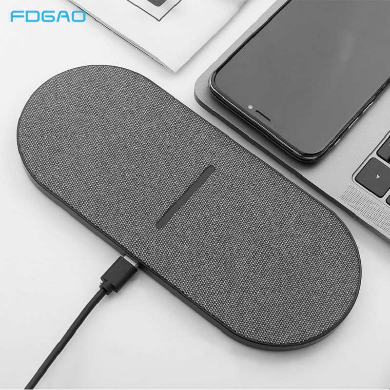 2 in 1 30W Dual Seat Qi Wireless Charger for Samsung S20 S10 Double Fast Charging Pad for IPhone 12 11 Pro XS XR X 8 Airpods Pro