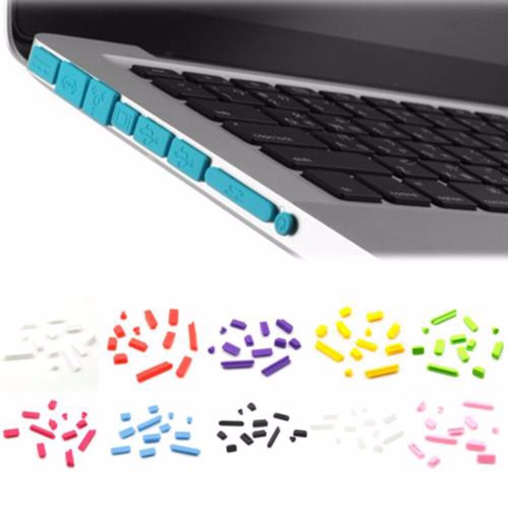 12PCS Rubber Anti-Dust Plug Dustproof Cover Stopper Colorful Soft Silicone Dust Plug for Macbook Air 13" 11" Retina Ports Laptop