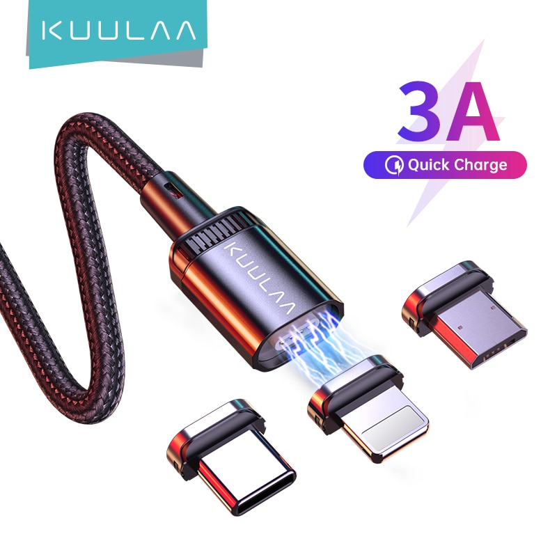 KUULAA Magnetic Charger Cable Fast Charging USB Micro Type C Cable Magnet Data Charge Wire Mobile Phone Cable For iPhone Cord