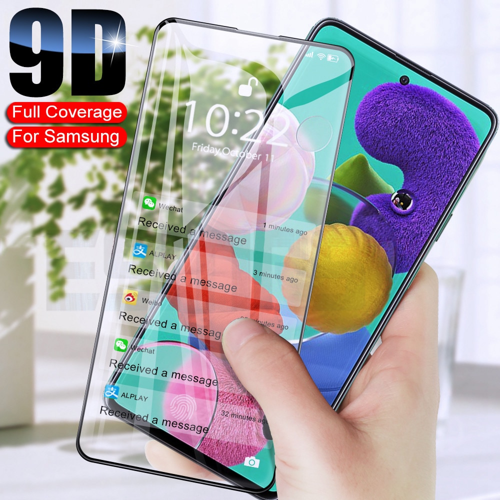 9D Screen Protective Glass on For Samsung Galaxy A30 A50 A31 A51 A71 A01 A11 A21 A21S M11 M21 M31 M51 Tempered Glass Film Case