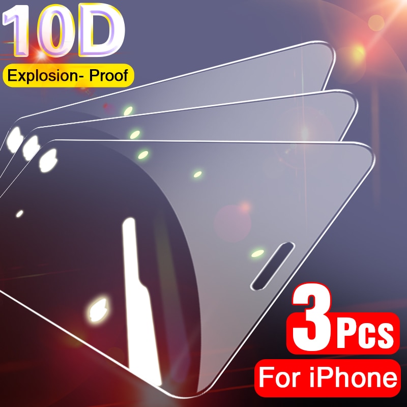 3Pcs Full Cover Protective Glass on For iPhone 11 12 Pro Max X XS Max XR Screen Protector For iPhone 7 8 6 6s Plus SE 2020 Glass