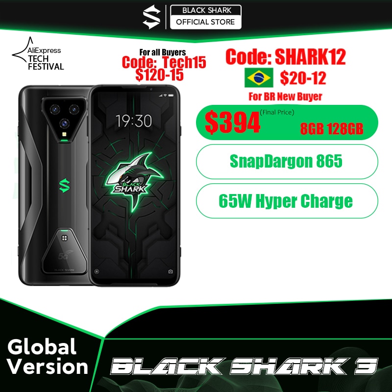 Global Version Black Shark 3 8GB 128GB Snapdragon 865 5G Game Phone Octa Core 64MP Triple AI Cameras 65W Charger JOYUI 11