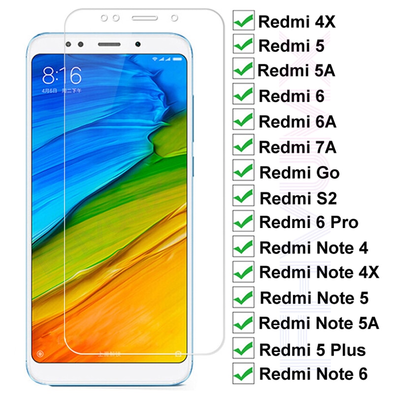 9H Tempered Glass For Xiaomi Redmi 5 Plus 5 5A S2 7A 4X 6 6A Screen Protector Glass Note 4 4X 5 5A 6 Pro Safety Protective Glass