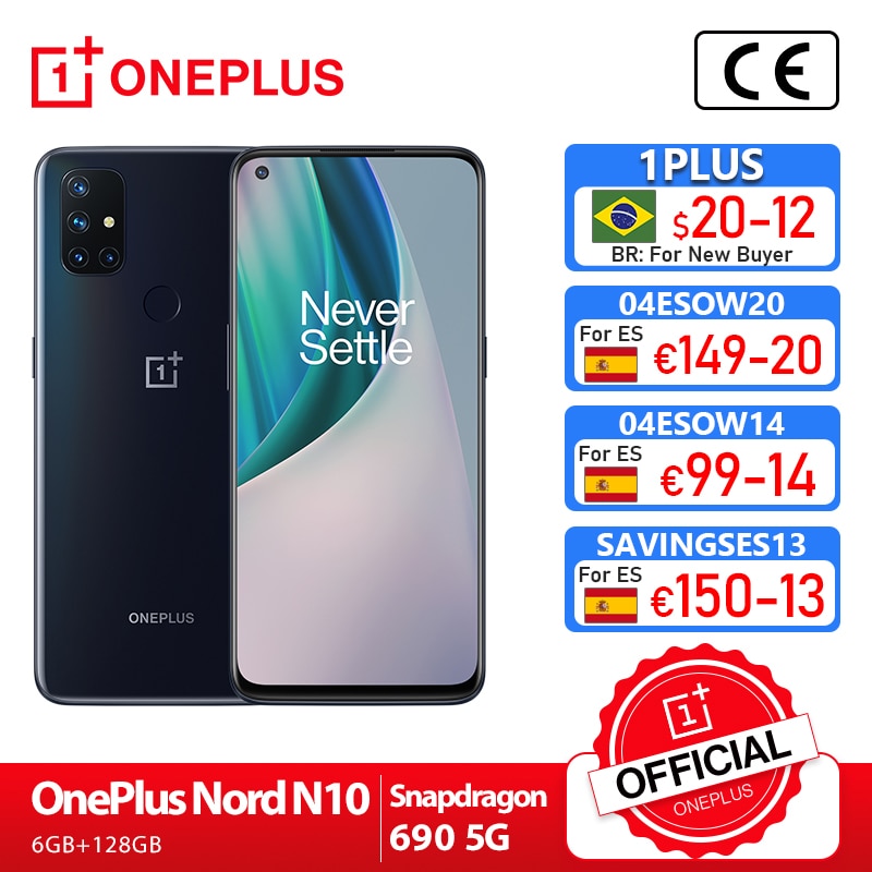 OnePlus Nord N10 5G OnePlus Official Store World Premiere Global Version 6GB 128GB Snapdragon 690 Smartphone 90Hz Display 64MP