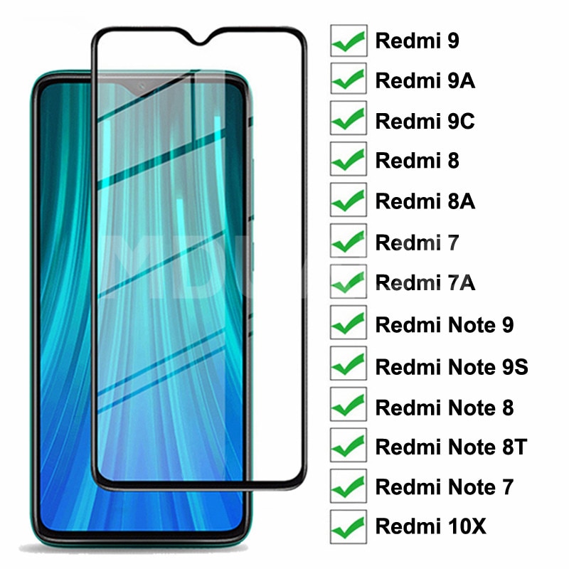 9D Protective Glass For Xiaomi Redmi 9 9A 9C 8 8A 7 7A 10X Tempered Screen Protector Redmi Note 7 8 8T 9S 9 Pro Max Glass Film