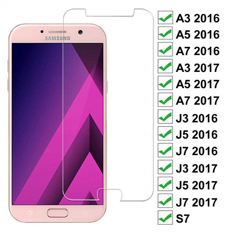 9D Full Protection Glass the For Samsung Galaxy A3 A5 A7 J3 J5 J7 2017 2016 S7 Safety Tempered Screen Protector Glass Film Case