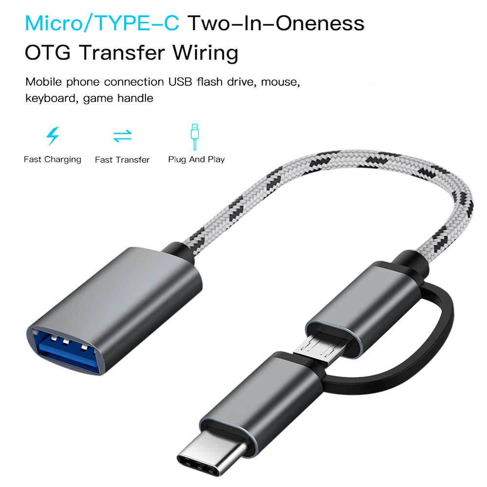 2 in 1 USB 3.0 OTG Cable Type C Micro usb to USB3.0 Adapter USB-C Data Transfer Cable for Samsung Xiaomi Huawei Type-C Phone