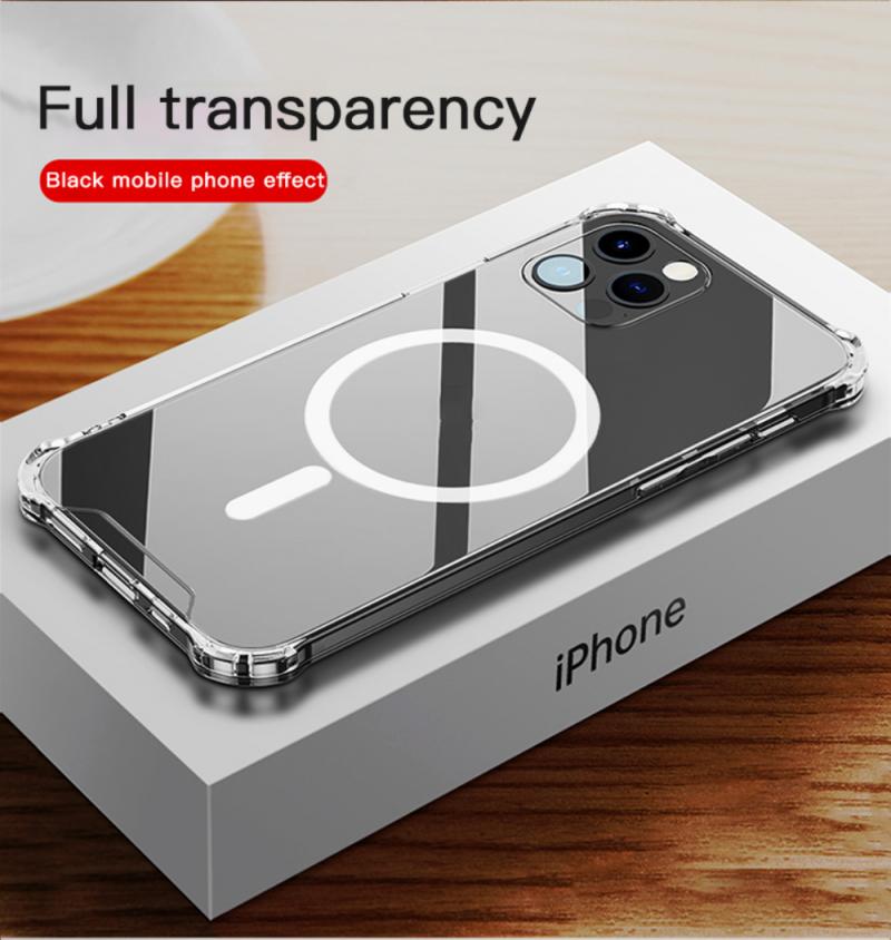 Transparent Mobile Phone Case For IPhone 12 Pro Max Magnetic Shockproof Protective Cover Shell acessórios do celular