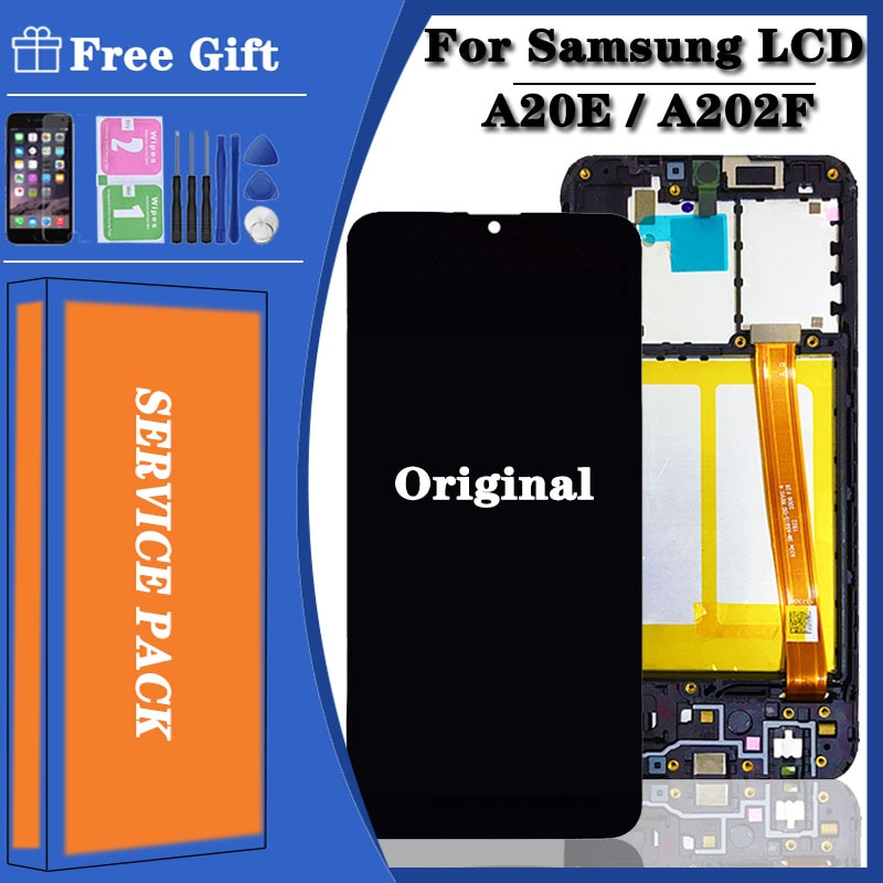 Original A20E LCD For Samsung Galaxy A20E Display With Frame 5.8" SM-A202F A202DS A202F/DS A202 LCD Screen Touch Screen Assembly