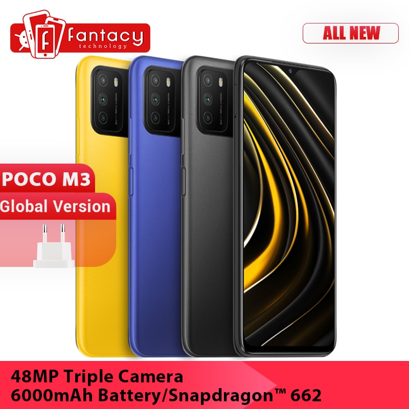 Global Version POCO M3 Smartphone Snapdragon 662 4GB RAM 64/128GB 6.53" Display 48MP Triple Camera 6000mAh Battery Dual Speakers