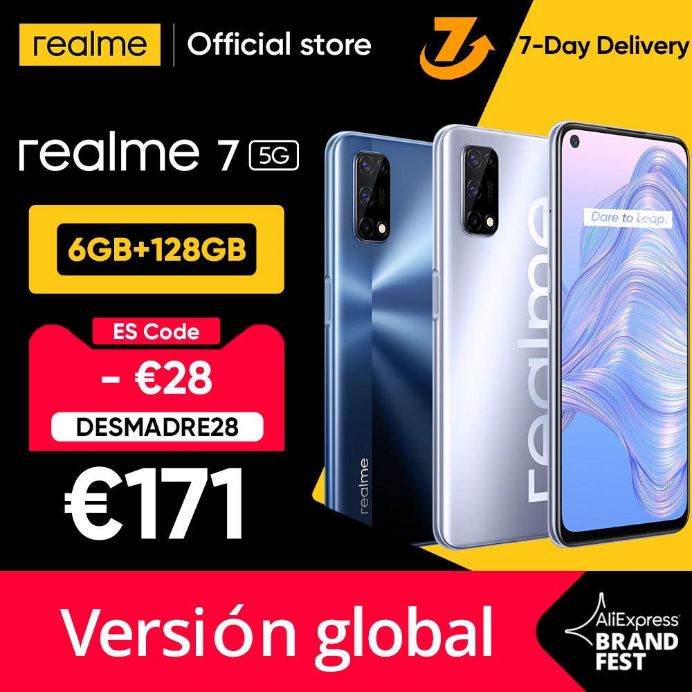 [Ship from Spain and France 3 Days delivery]realme 7 5G Dimensity 800U Smartphone 120Hz Display 48MP 5000mAh 30W Dart Charge