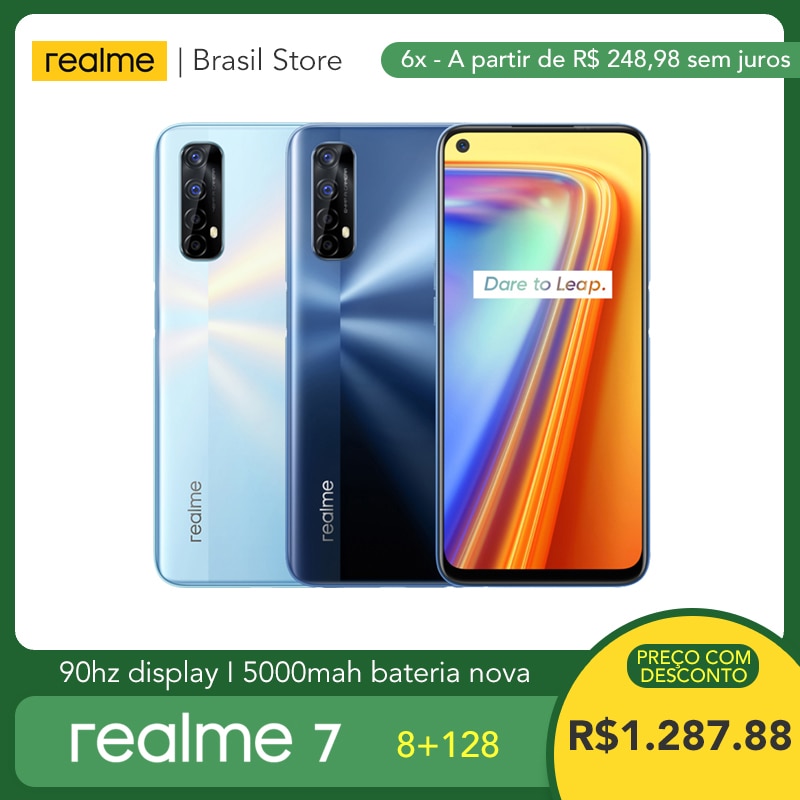 realme 7 8GB RAM 128GB ROM - 30w dardo carga | 48mp quad câmera | 90hz display helio g95 gaming cpu | 5000mah bateria