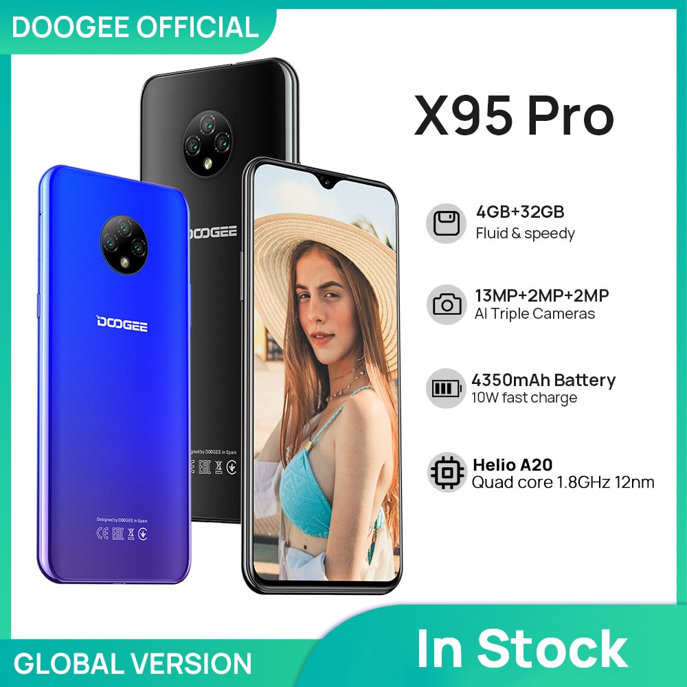 DOOGEE X95 Pro 4GB RAM+32GB ROM Android10 OS 4G-LTE Helio A20 13MP Triple Camera SmartPhones Mobile Phone