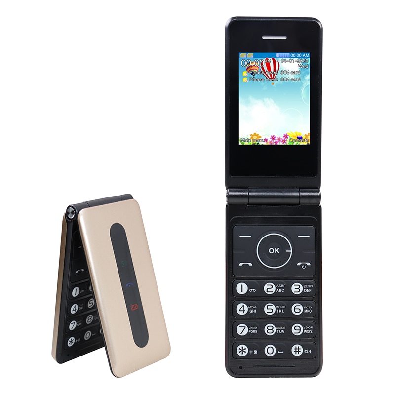 GSM 2.4 Inch Flip Mobile Phone Russian Hebrew Keyboard FM Radio MP3 Video Player Flashlight Big Push-Button Cheap Cell phone