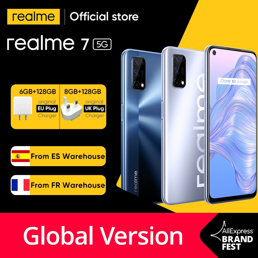 [Ship from France&Spain]realme 7 5G Dimensity 800U 6/8GB 128GB 120Hz Display 48MP Camera 5000mAh Global Version 30W Dart Charger