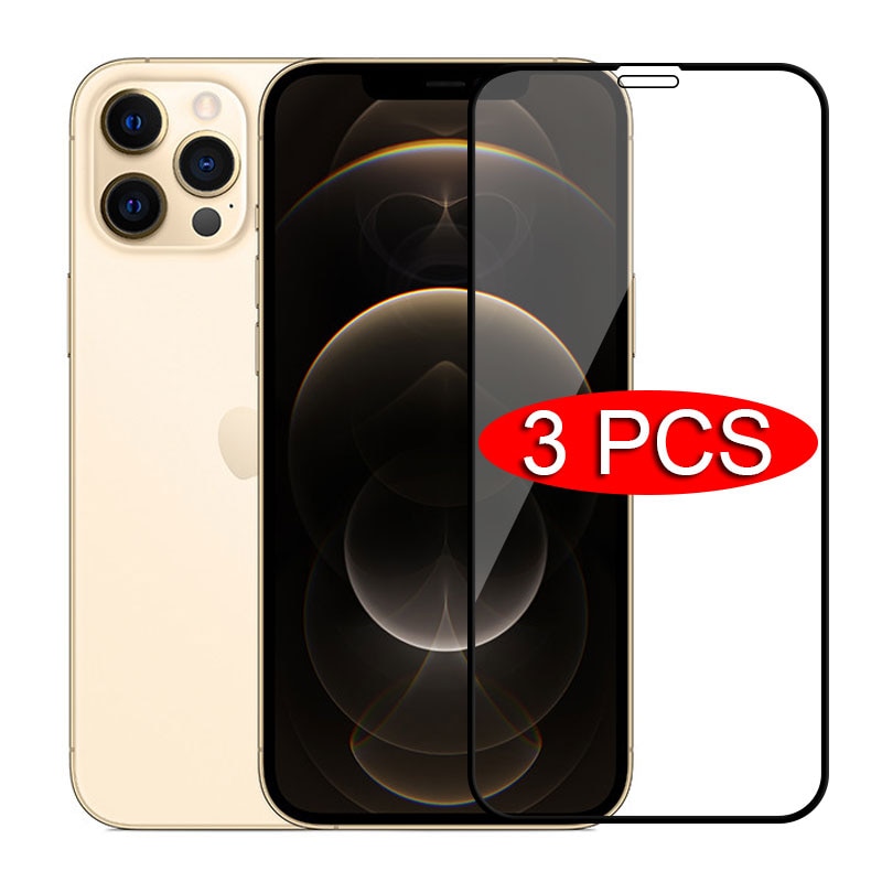 3PCS Full Cover Protective Glass On For iPhone 12 11 7 8 6s Plus SE 2020 Screen Protector For iPhone X XR XS 11 12 Pro Max Glass