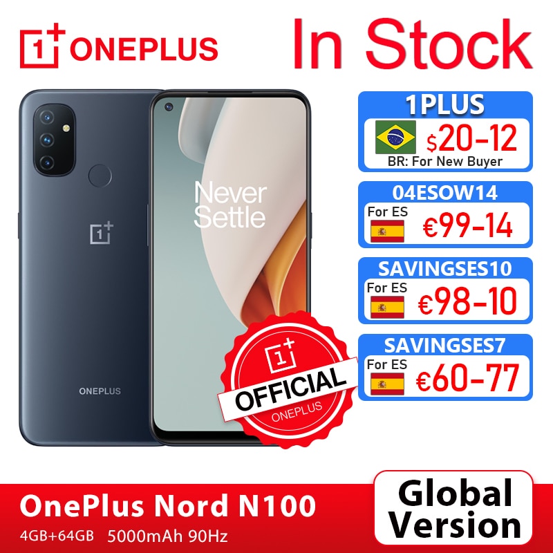 Global Version OnePlus Nord N100 4GB 64GB Smartphone 90Hz 6.52'' Screen 13MP Triple Cameras 5000mAh 18W OnePlus Official Store