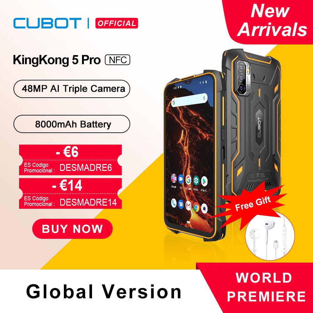 Cubot KingKong 5 Pro IP68/IP69K Waterproof Smartphone Rugged Phone 8000mAh 48MP Triple Camera Android 11 NFC 64GB Global 4G LTE