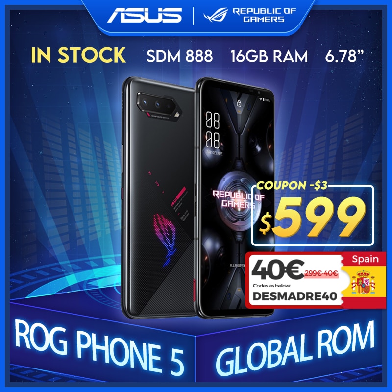 NEW ASUS ROG Phone 5 Global ROM Snapdragon888 128/256GB Android11 6000mAh 6.78" Display Fast Charging 65W ROG5 Gaming Phone