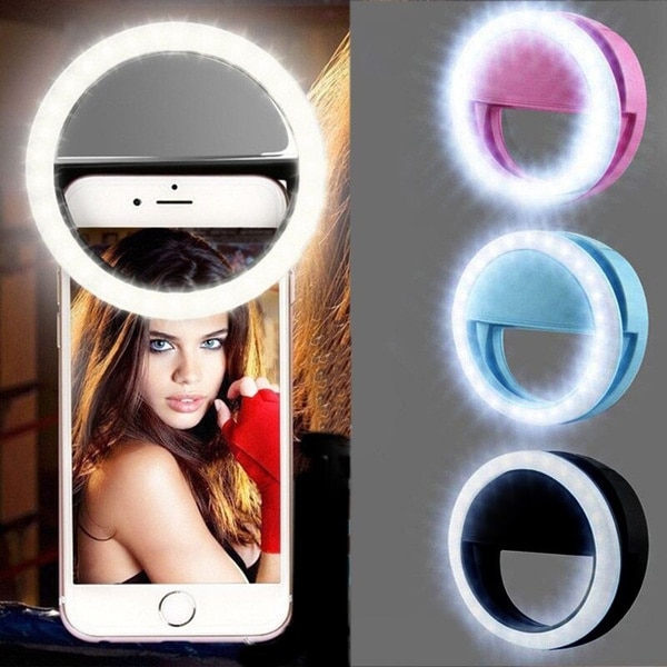 LED Selfie Ring Halo Clip Portable USB Charging LED Selfie Ring Fill Light Suitable for All Mobile Phones and Tablets