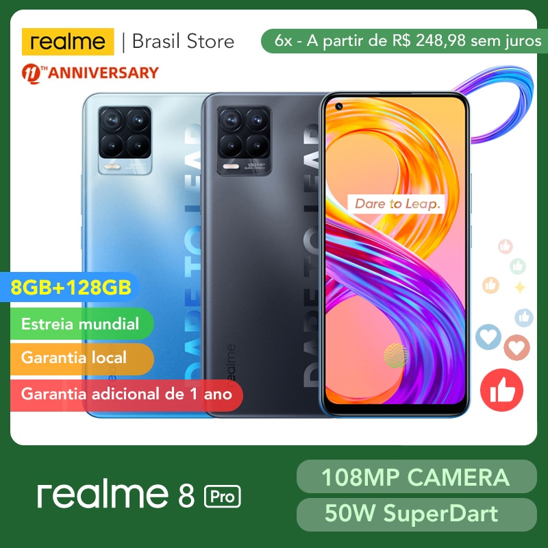 realme 8 Pro Global Version 8GB 128GB 108MP Camera 50W SuperDart Charge AMOLED Support B2/B4