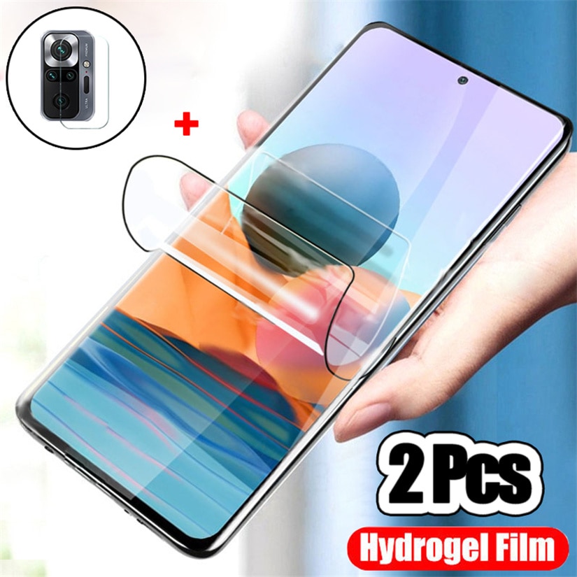 2 hydrogel film + camera glass for redmi note10 xiaomi note 9 pro screen protector redmi-note-9pro/9s hidrogel redmi note 10 pro