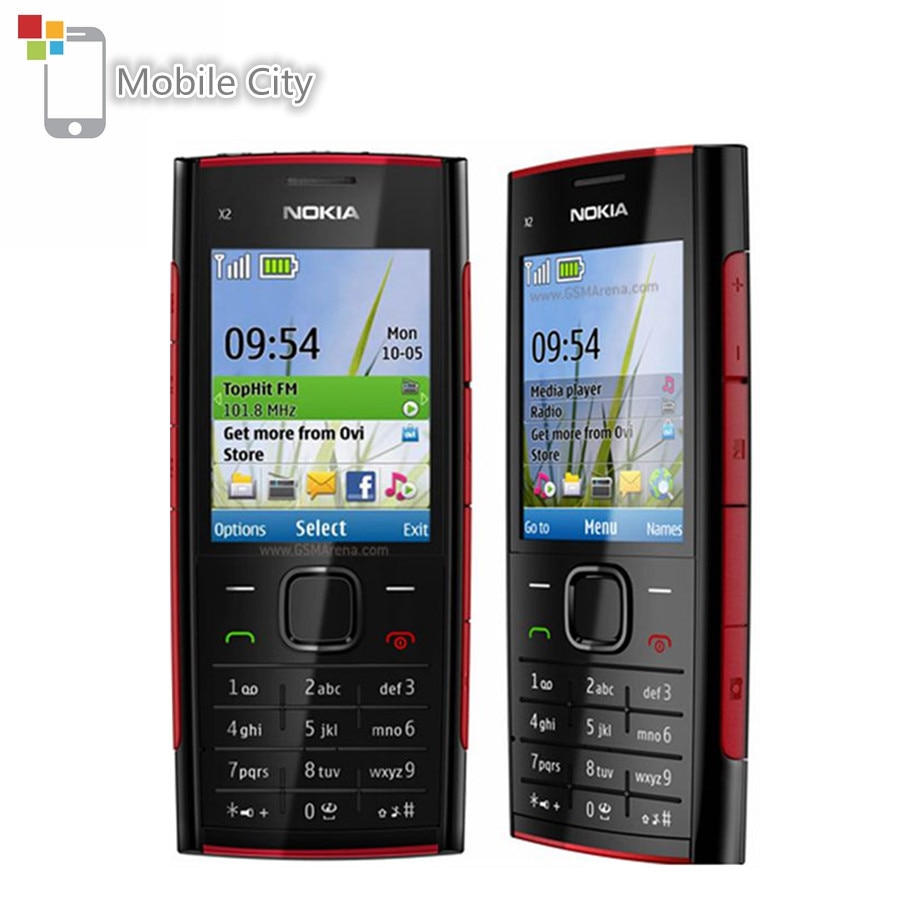 Used Nokia X2-00 Cell Phone FM JAVA 5MP Support English/Russia/Hebrew/Arabic Keyboard Unlocked Mobile Phone