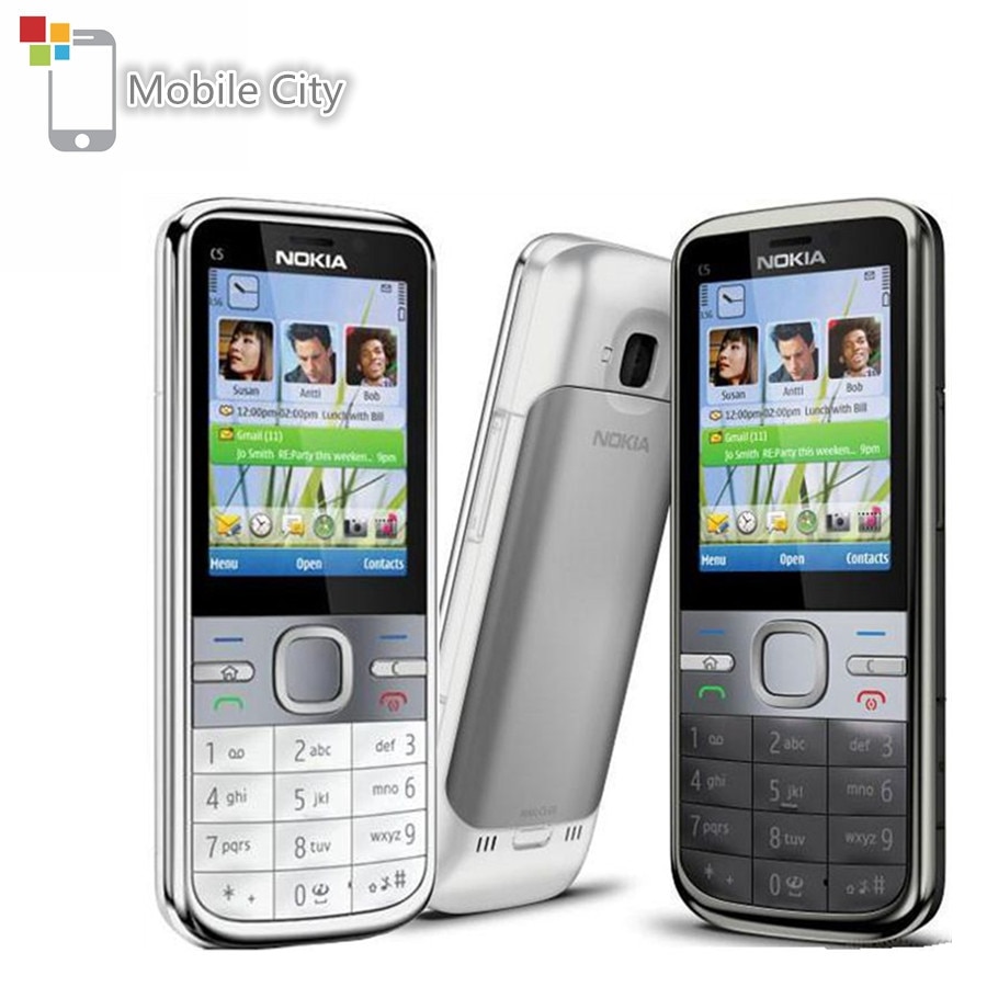 Used Nokia C5-00 C5-00i Cell Phone 2G 3G Hebrew Arabic Russian Keyboard Unlocked Mobile Phone