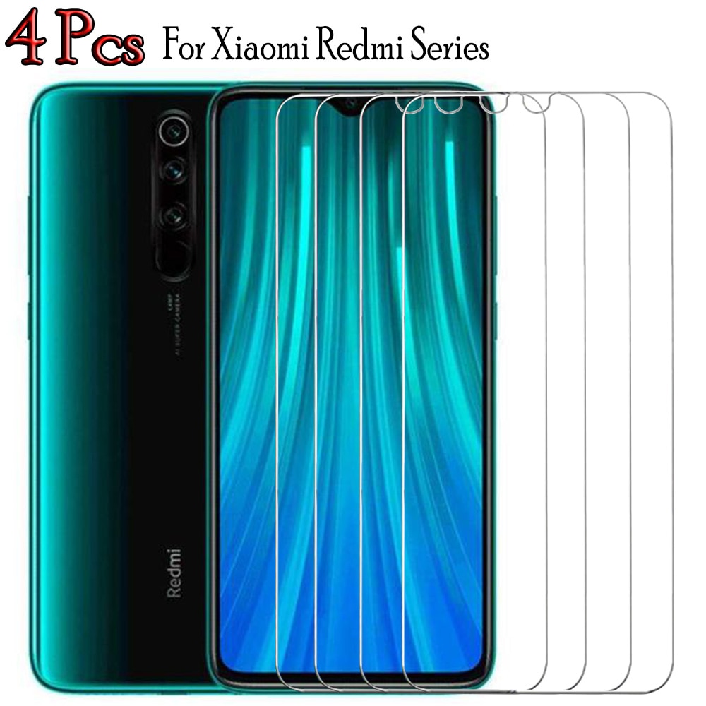 4PCS Tempered Glass For Xiaomi Redmi Note 8 Pro 8T Screen Protector On Redmi note 7 pro 5 Protective Film On Redmi Note 9 Pro 9S