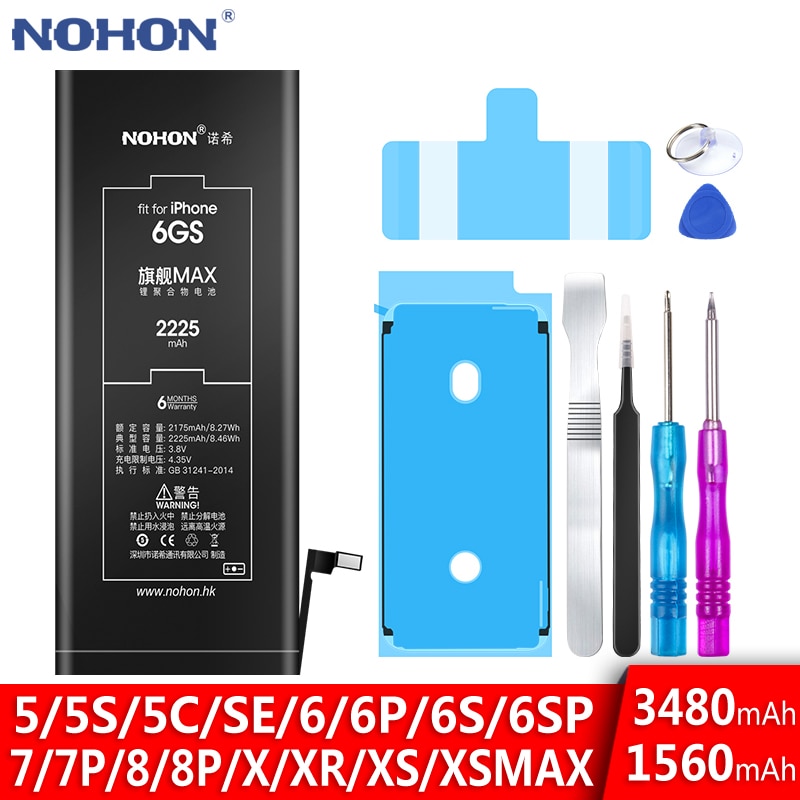 NOHON Battery For iPhone 6S 6 7 8 Plus iPhone X SE 2020 SE2 5S 5C 5 XR XS Max Replacement Bateria For Apple iPhone6S iPhone7