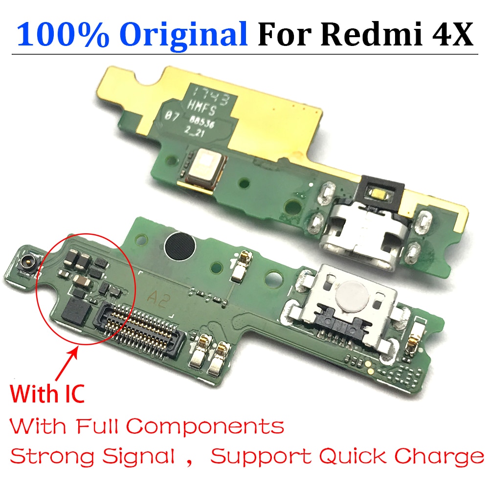 Original New USB Charging Port Connector Flex Cable With Microphone For Xiaomi Redmi 4X Replacement Parts