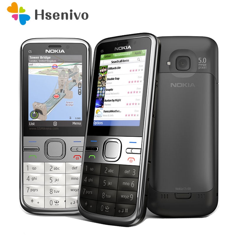 Nokia C5-00 Refurbished-Original Unlocked Nokia C5 C5-00 Cell phones GSM 3G 3Mp Camera FM GPS Bluetooth Free shipping