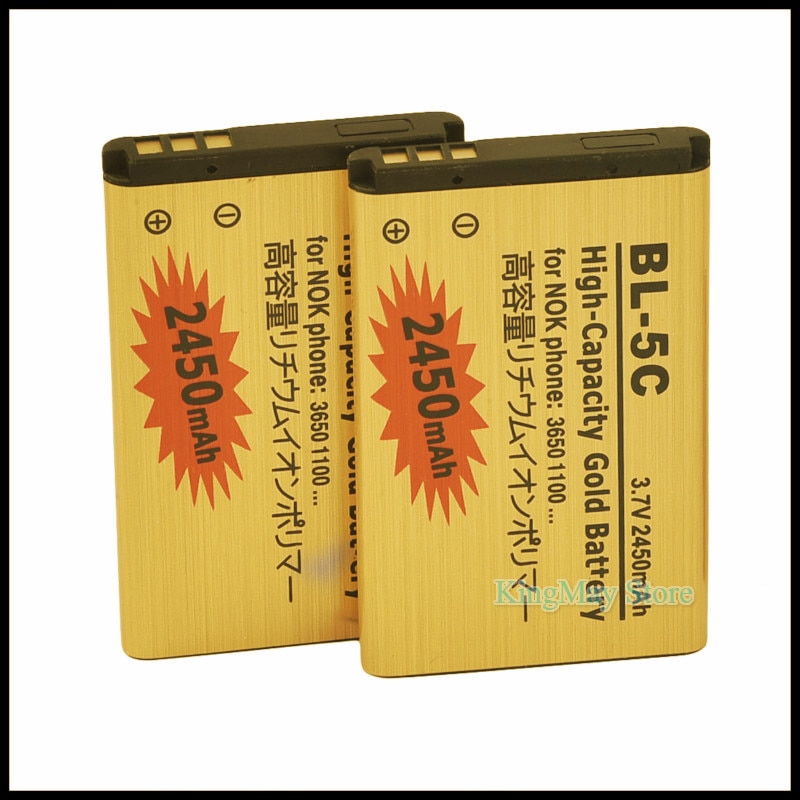 2pcs/lot Golden bateria 5C battery BL5C BL-5C Mobile phone Battery For Nokia 2610 2600 2300 6230 6630 1100 N70 N71 Battery 5C