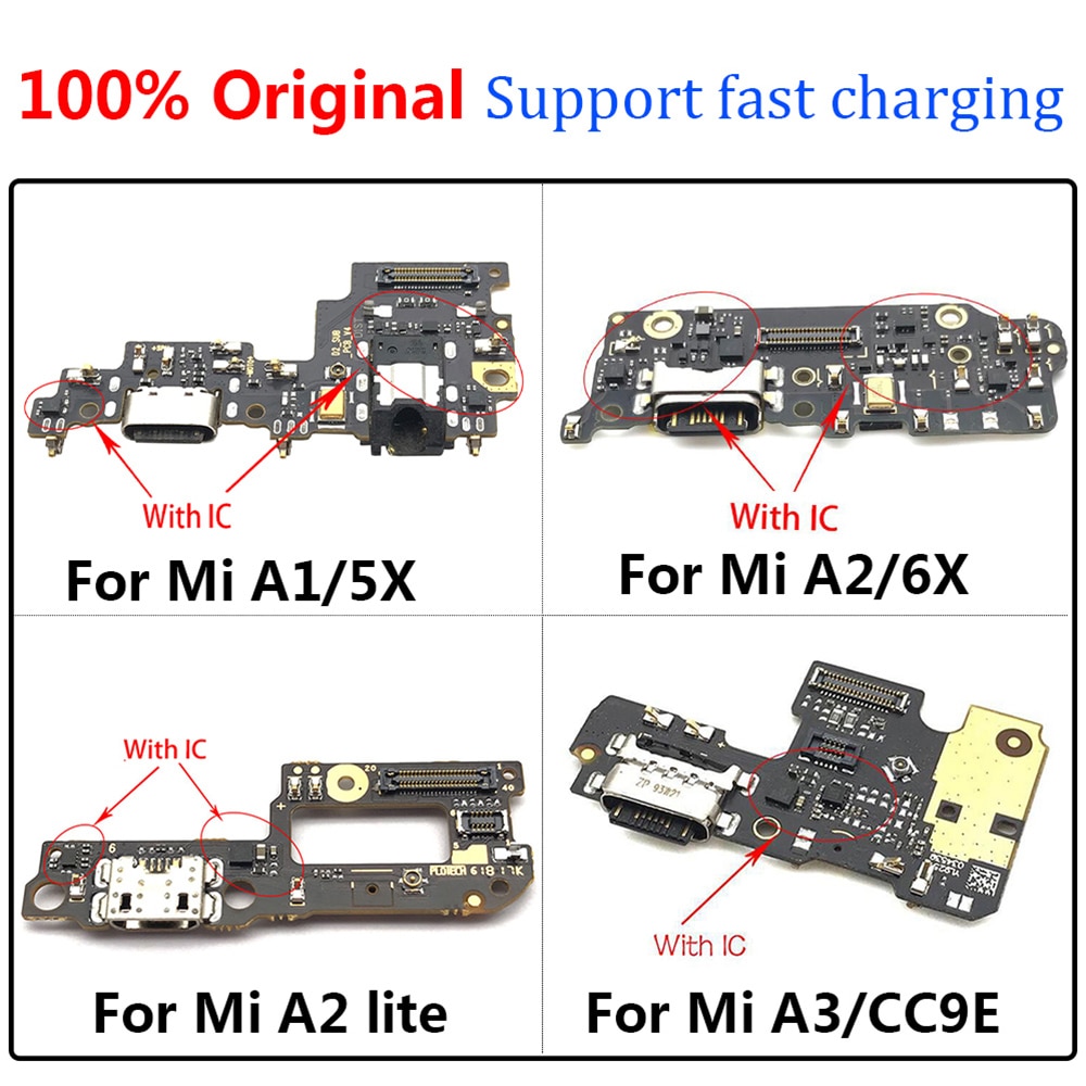 Original For Xiaomi Mi A1 A2 lite A3 5X 6X CC9E USB Power Charging Connector Plug Dock Port Mic Flex Cable Board For Redmi 6 Pro