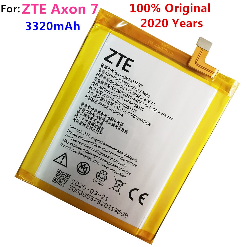 2020 100% Original New LI3931T44P8H756346 Battery For ZTE Axon 7 5.5inch A2017 Battery 3320mAh With Tracking Number