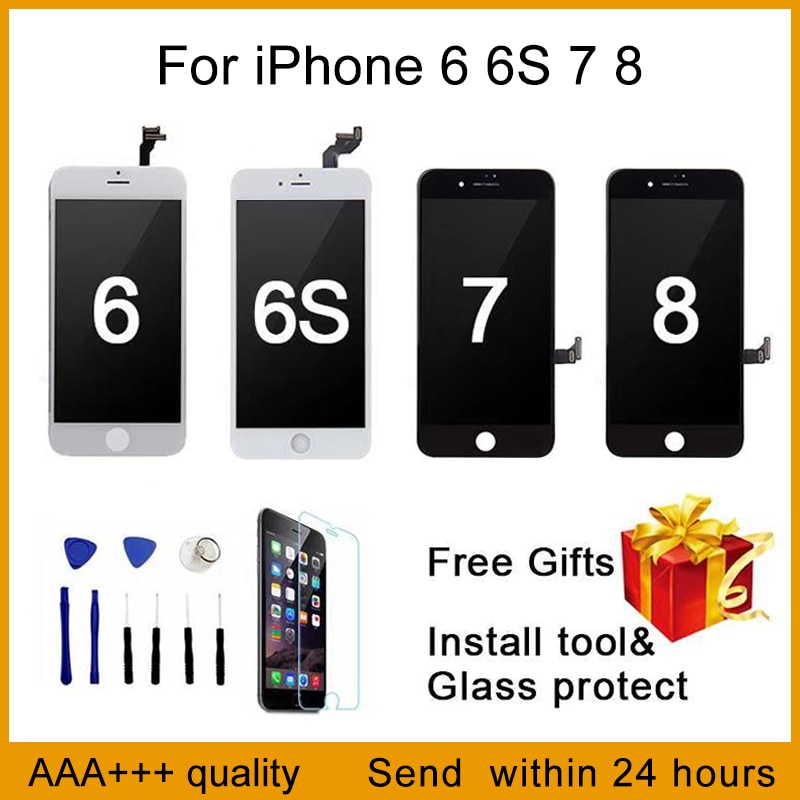 AAA+++ Quality For iPhone 7 LCD Screen Diaplay 100% No Dead Pixel Replacement Pantalla For iPhone 6 6S 7 8 Plus LCD with gift