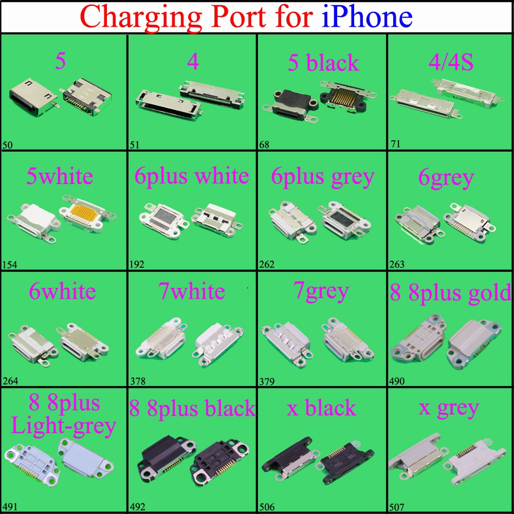 YuXi Charging Port Female Socket Micro USB Connector Plug for iphone 4 4G 4S 5 5G 6 6Plus 6S 7 7G 7P 8 8P X