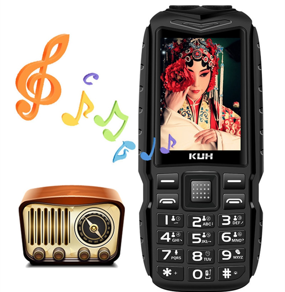 Long Standby KUH T3 Dual Sim Cards GSM Rugged Big Mobile Phone 2.4inch Flashlight 13800mAh Power Bank Voice CellPhone