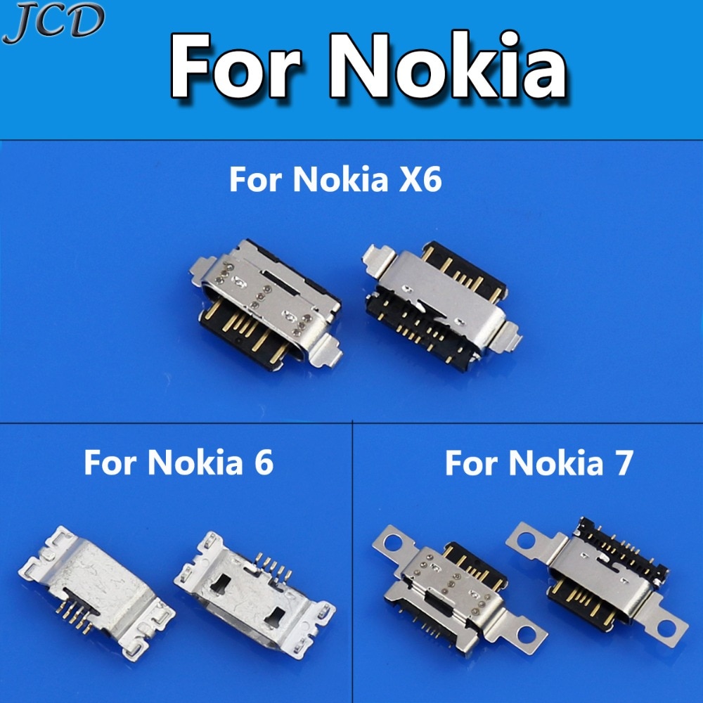 JCD 1pc For Nokia X6 6 7 Micro Usb Charge Port Socket Jack Plug Dock For Nokia X6 TA-1099 6 TA-1000 TA-1003 7 Charging Connector