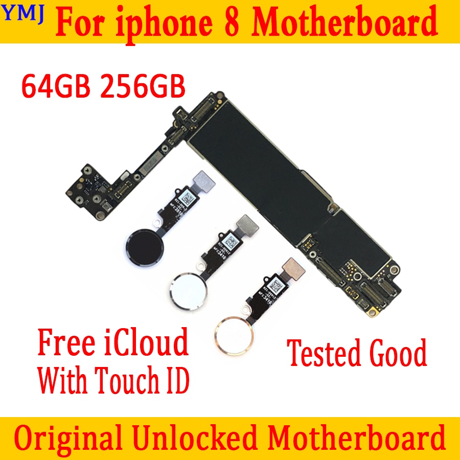 64GB 256GB 100% original for IPhone 8 motherboard with/without Touch ID unlocked mainboard for iphone 8 IOS System logic board