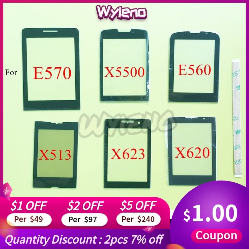 Wyieno Black Glass Screen For Philips Xenium E570 E571 / X5500 / E560 / X623 / X513 Glass Lens Outer Front Panel +track