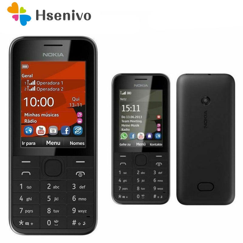 Nokia 208 refurbished-Original 208 Dual Sim phone 2G/3G GSM 1.3MP 105 0mAh Unlocked Cheap Celluar Phone
