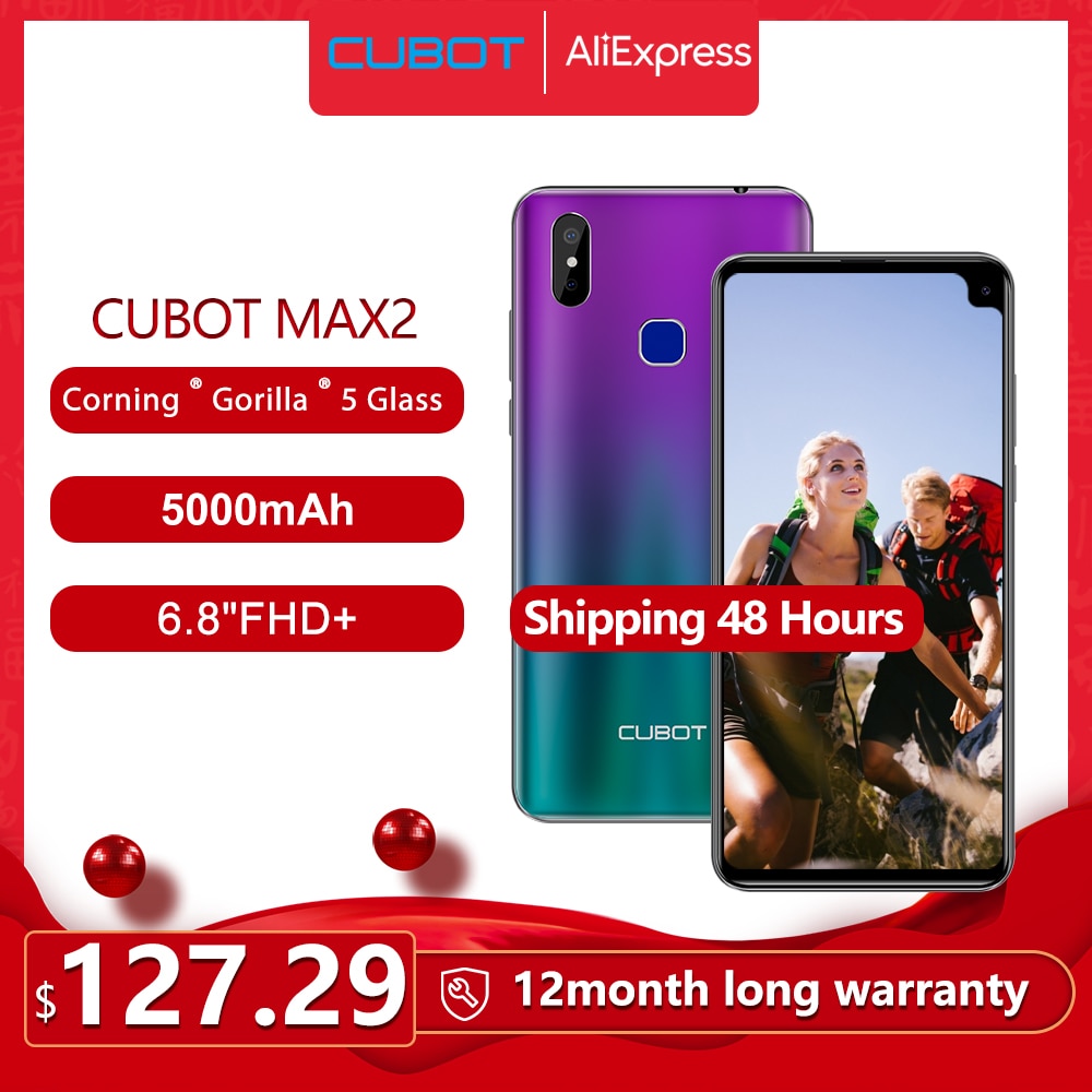 Cubot Max 2 Smartphone Octa-Core 6.8" Big Screen 5000mAh Type-C 4GB+64GB Android 9.0 Dual Camera 12MP 4G LTE Face ID Cellure