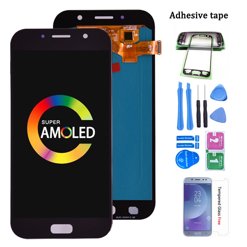 100% Super AMOLED LCD For Samsung Galaxy A7 2017 A720 A720F SM-A720F LCD Display + Touch Screen Digitizer Assembly free ship