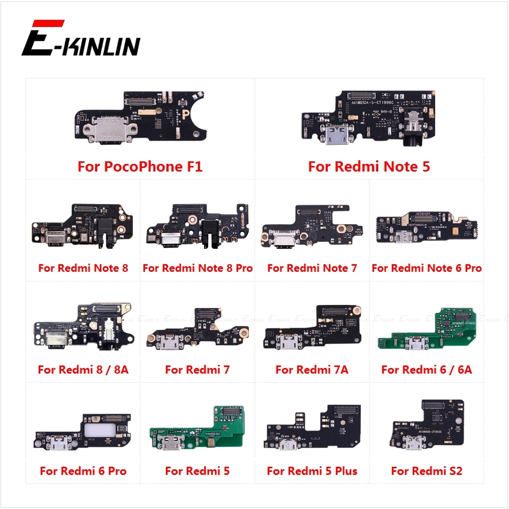 Charging Port Connector Board Parts Flex Cable Microphone Mic For XiaoMi PocoPhone F1 Redmi Note 8 8T 7 6 5 Pro Plus 8A 7A 6A S2