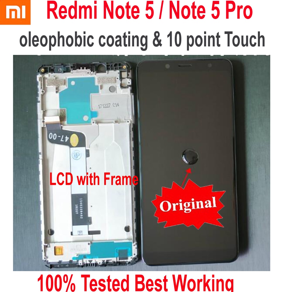 Original Best Xiaomi Redmi Note 5 Pro MEG7S LCD Display 10 Point Touch Screen Digitizer Assembly with Frame Hongmi Note5 Sensor