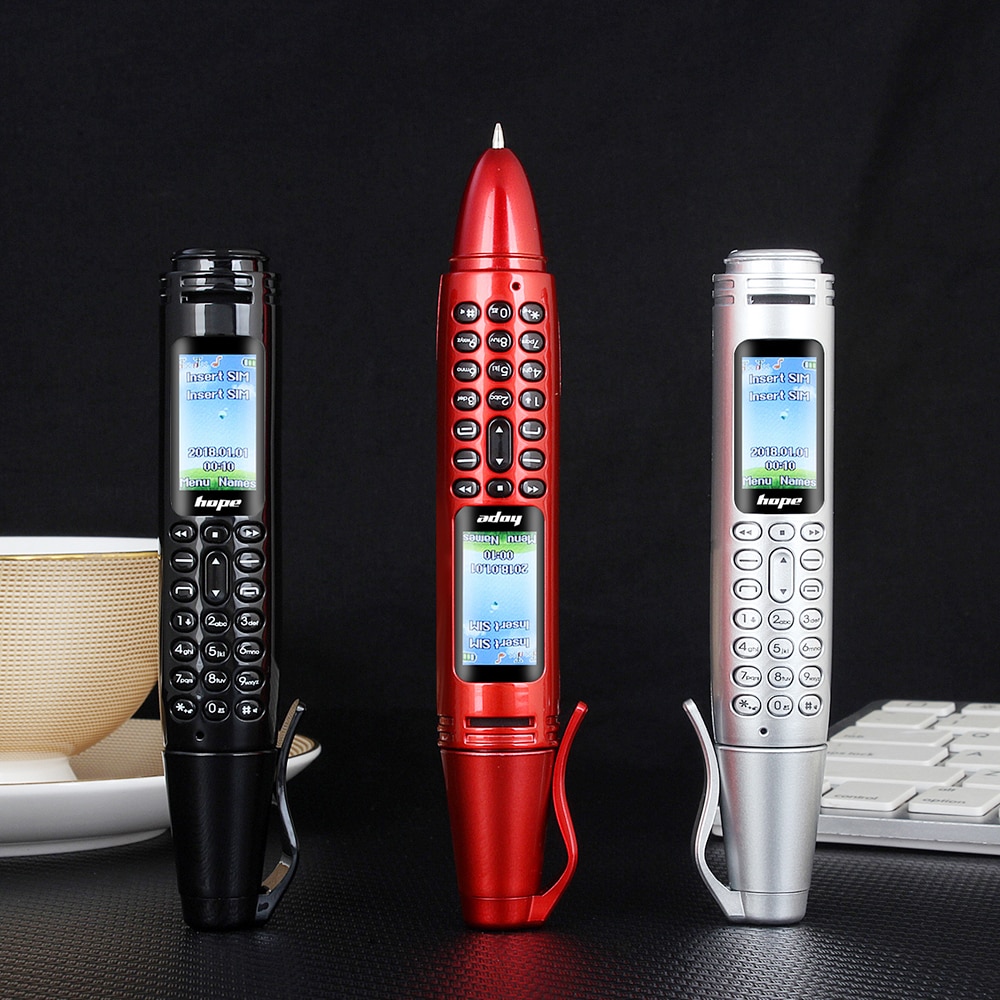 Mini Pen Cell phone 0.96" Tiny Screen Flashlight Bluetooth Dialer Dual SIM Camera Mobile Phones with Recording russian language