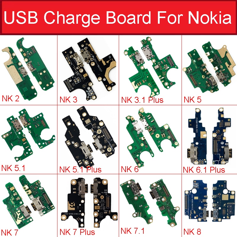 Charger USB Jack Board For Nokia 2 2.1 3 3.1 Plus 5 5.1 6 6.1 7 7.1 Plus 8 Charging USB Port Board Module Replacement Parts